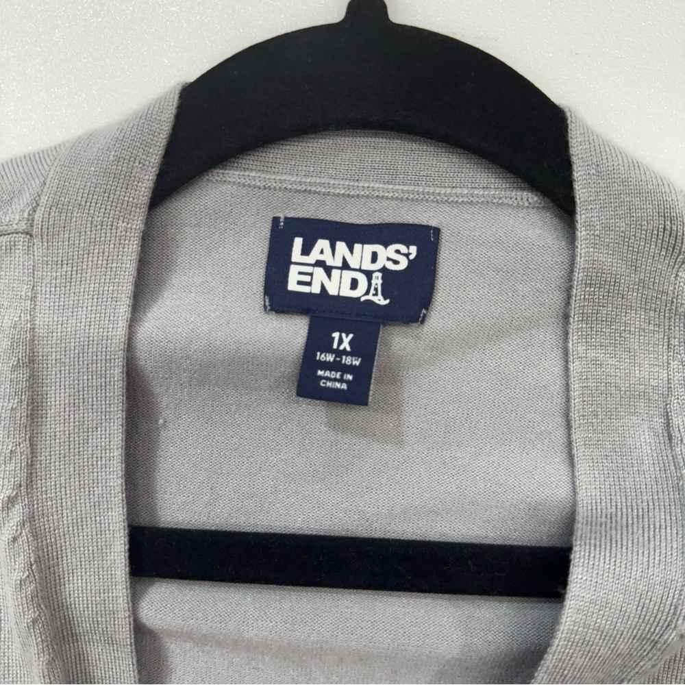 Women’s Lands’ End Grey Button Sweater Long Flowy Top Size 1X - Picture 2 of 3
